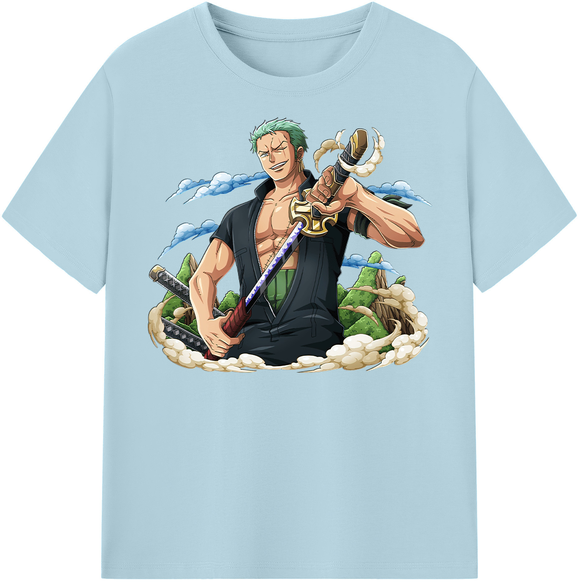 ワンピース ロロノア・ゾロ ONE PIECE Roronoa Zoro 綿100％半袖Tシャツ（フロントプリント）